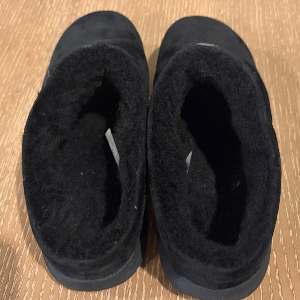 Merrell Women's 7 Black Suede Faux Fur Lined Slip On Clogs Comfort Shoes - Picture 6 of 7